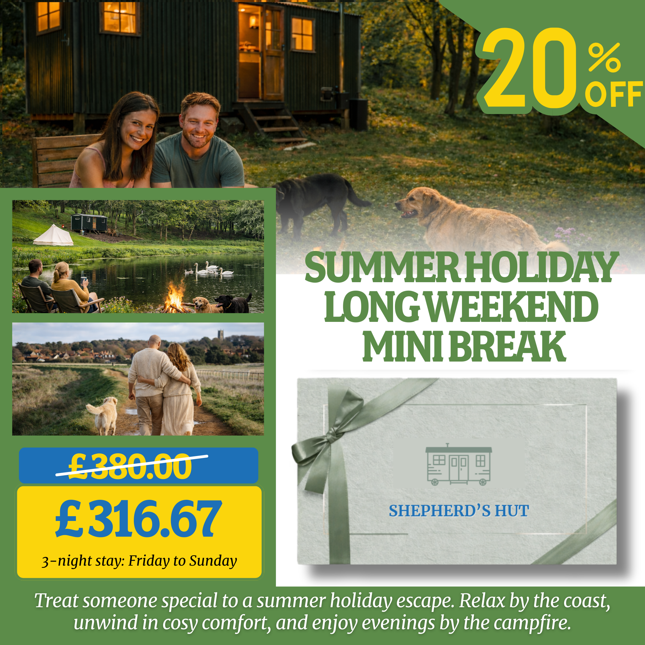 North Norfolk Shepherd's Hut Glamping Gift Voucher
