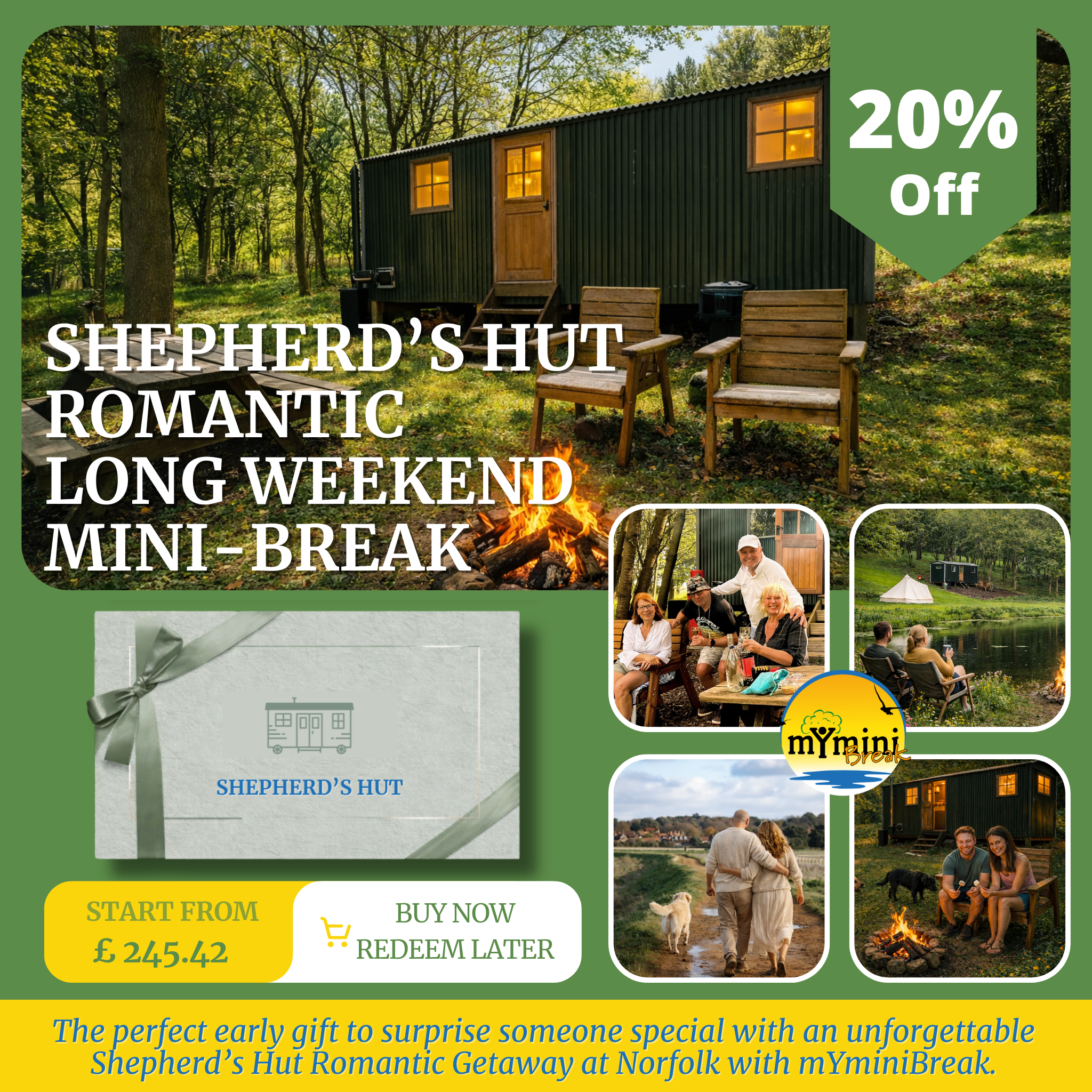 North Norfolk Shepherd's Hut Glamping Gift Voucher