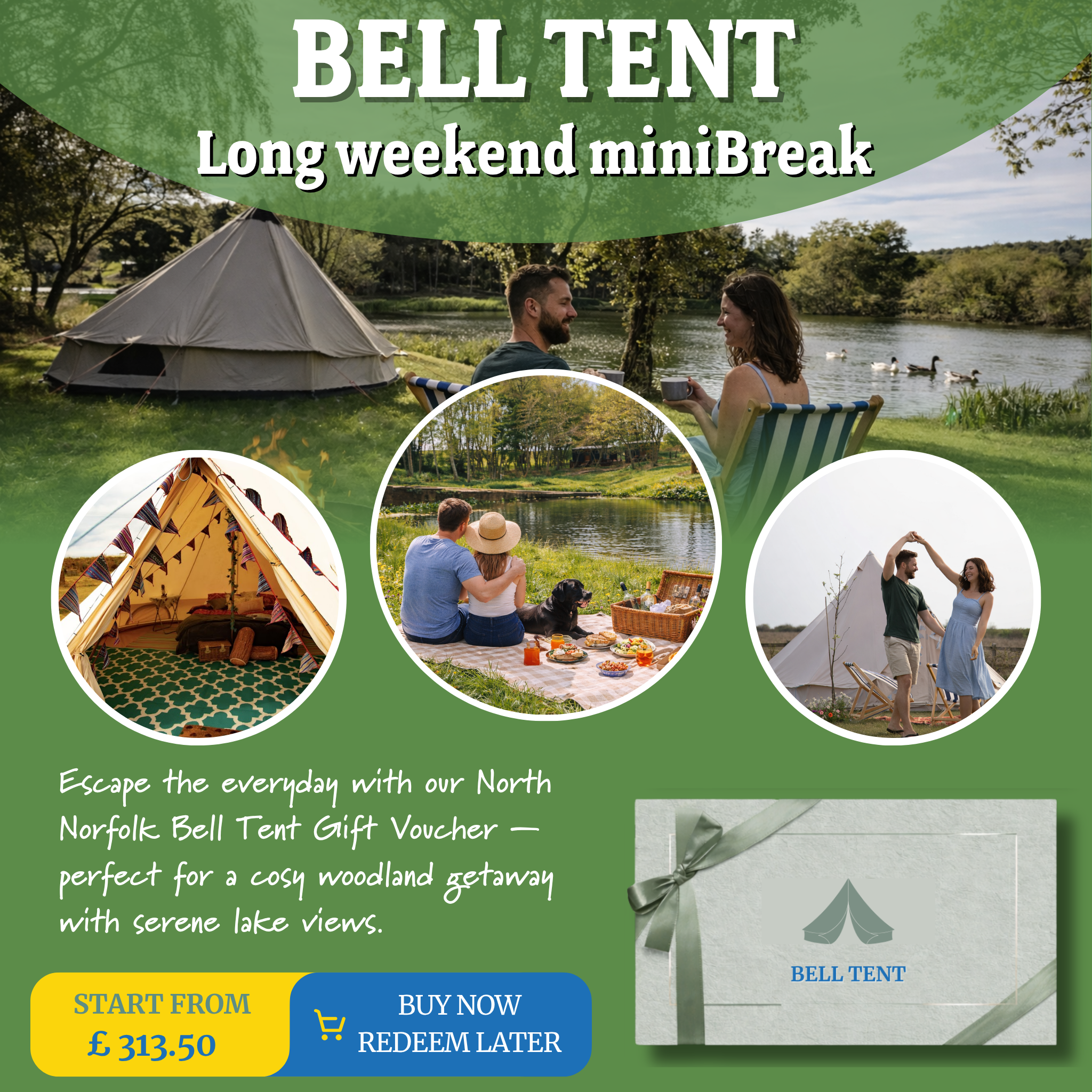 Lakeside & Woodland Glamping in North Norfolk – Gift Voucher