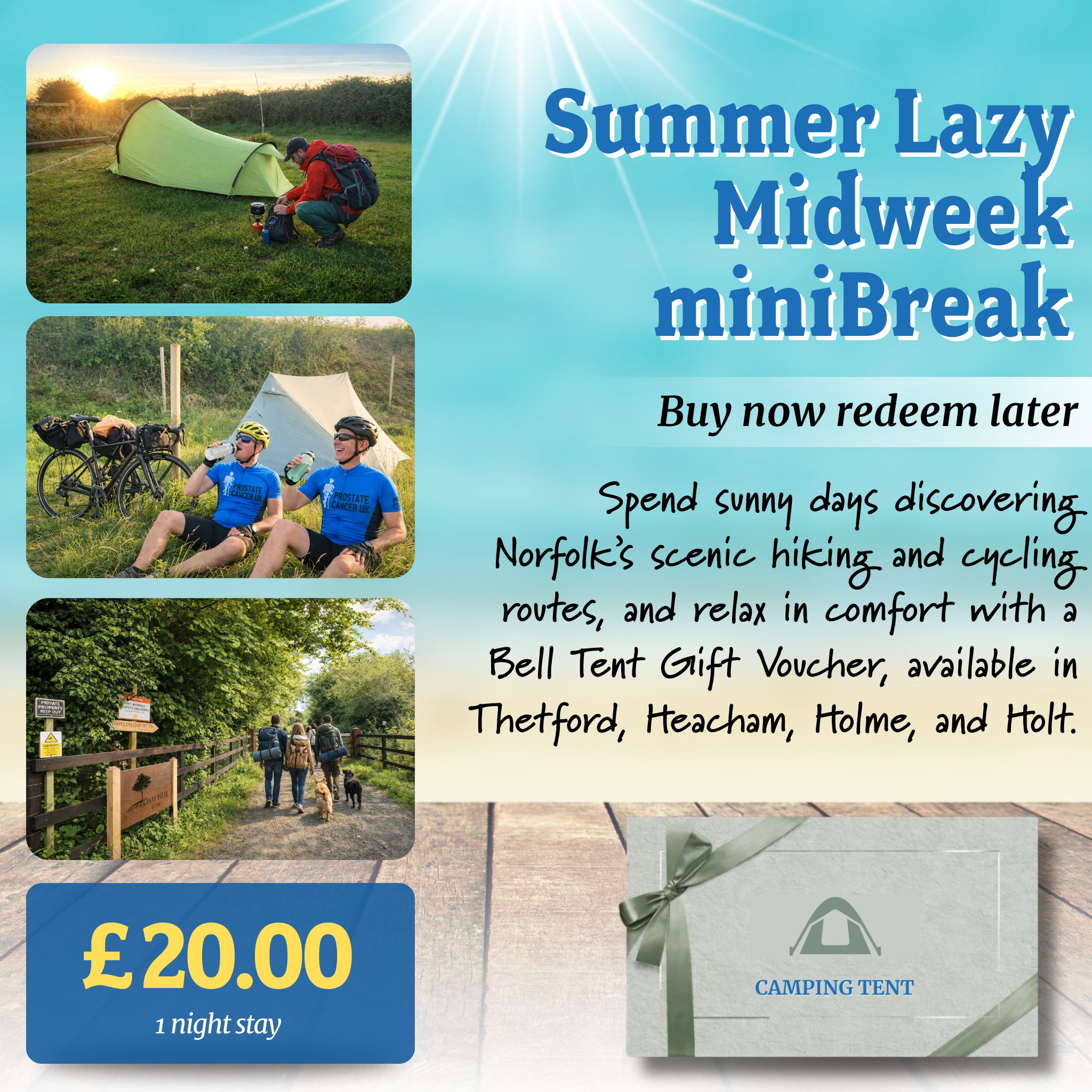 Norfolk Hiking & Cycling Camping Gift Voucher
