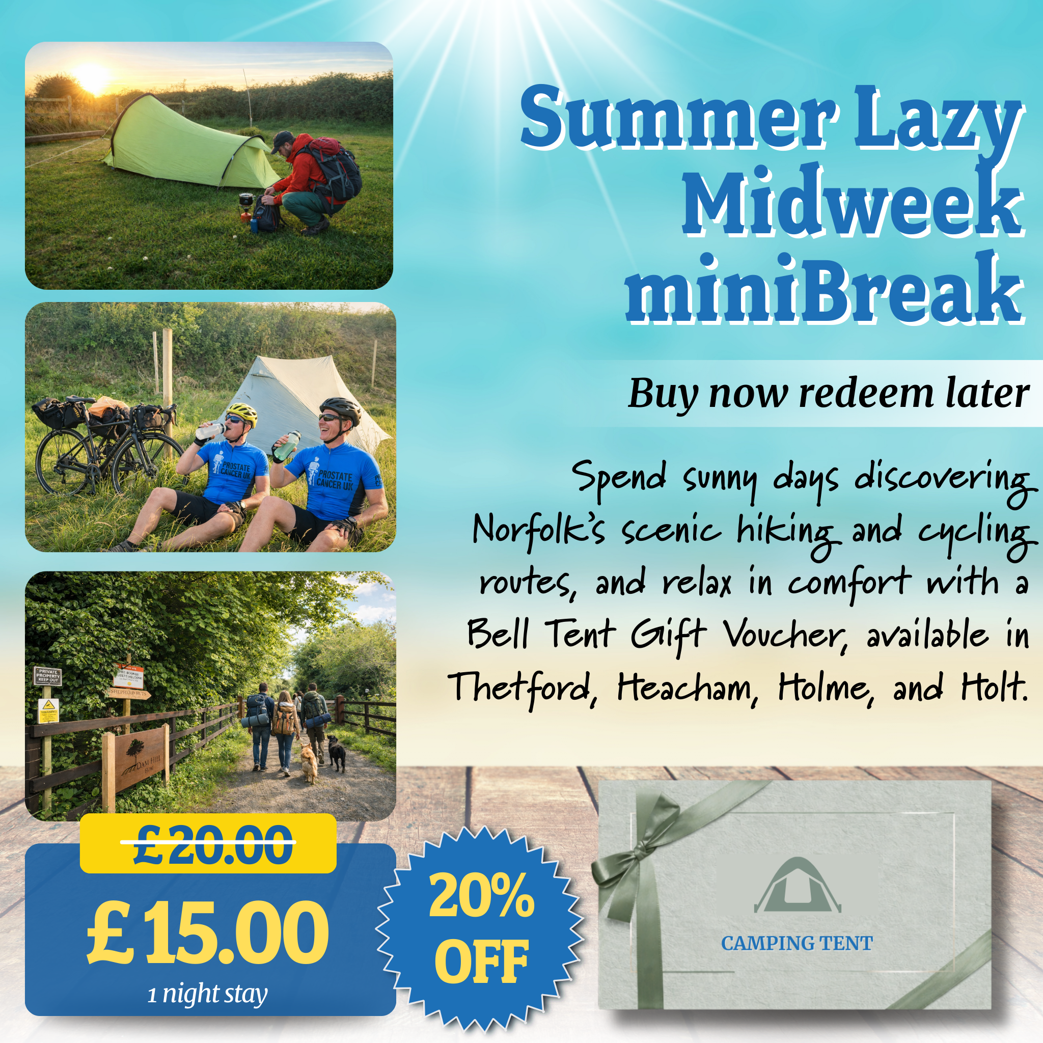 Norfolk Hiking & Cycling Camping Gift Voucher