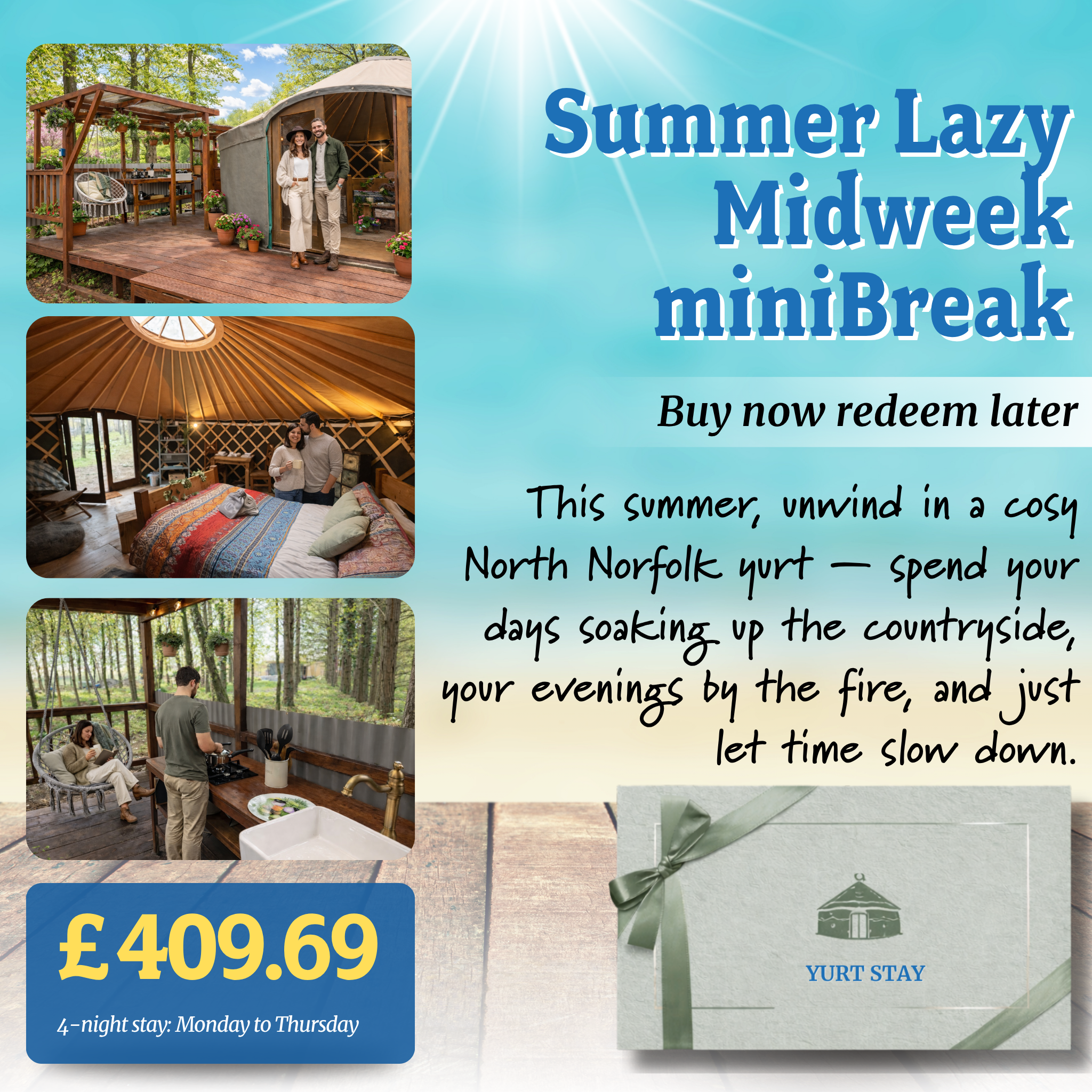 Norfolk Yurt Glamping Gift Voucher – Holt, North Norfolk