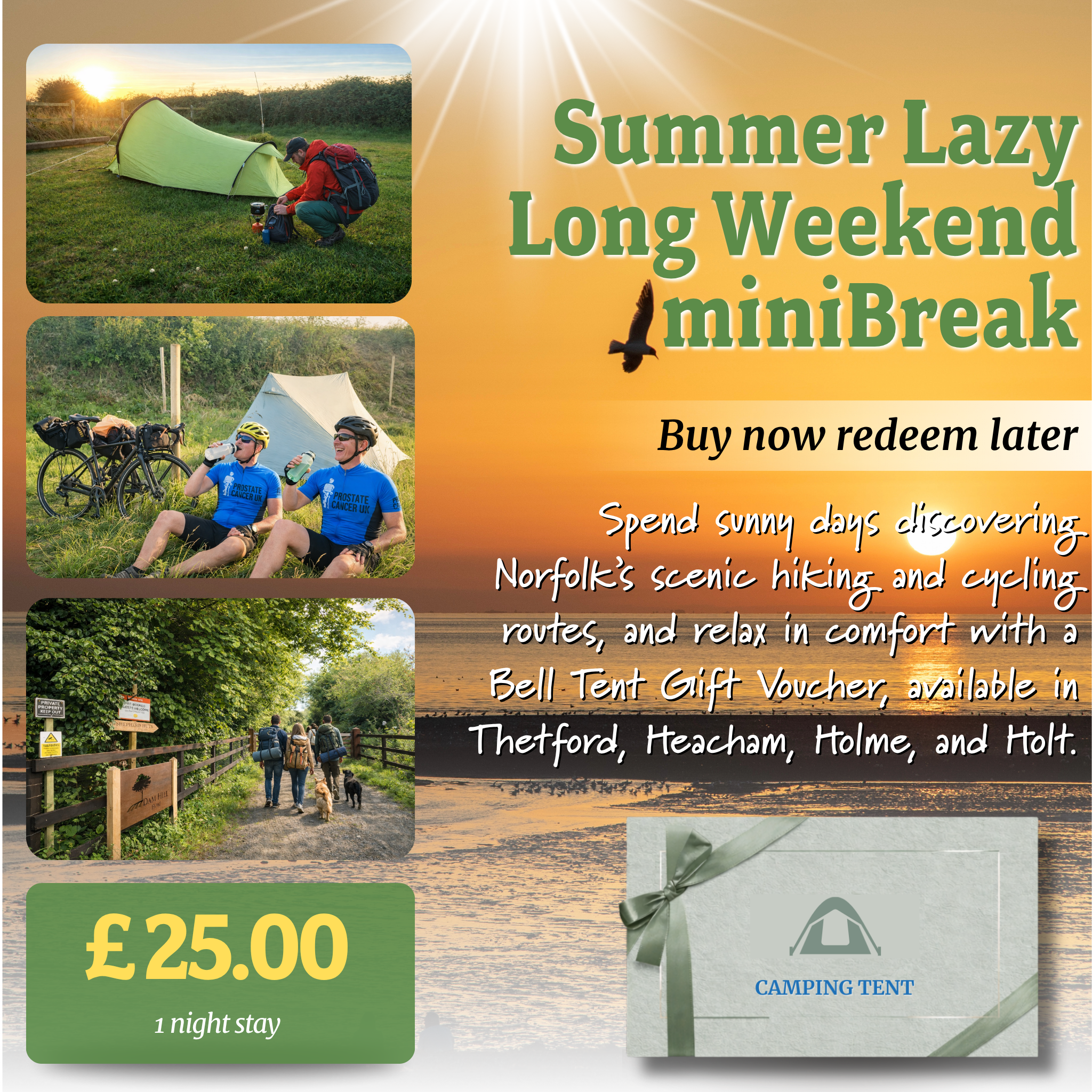 Norfolk Hiking & Cycling Camping Gift Voucher