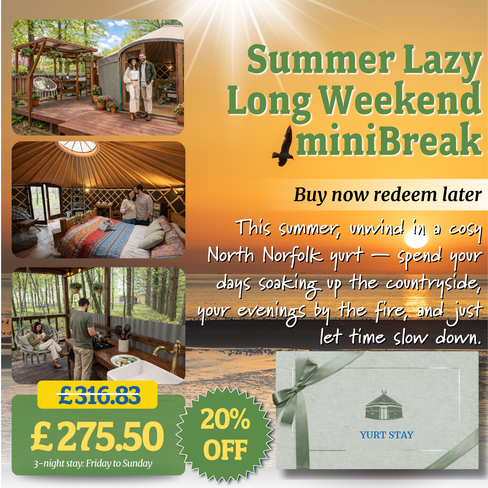 Norfolk Yurt Glamping Gift Voucher – Holt, North Norfolk