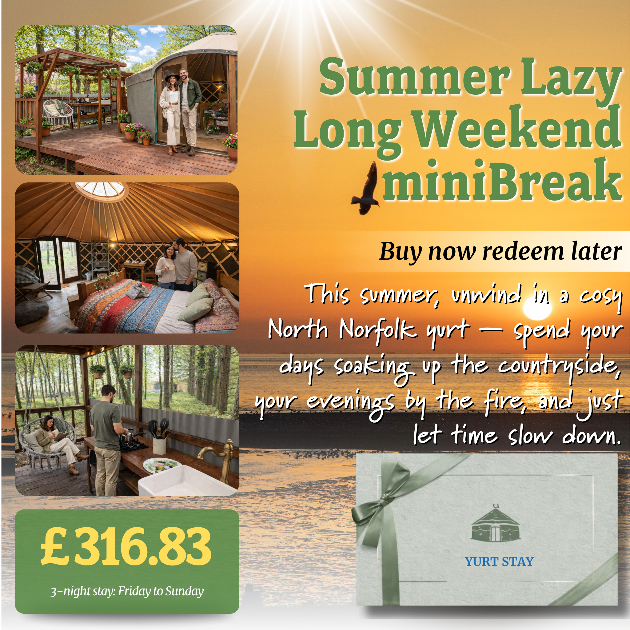 Norfolk Yurt Glamping Gift Voucher – Holt, North Norfolk