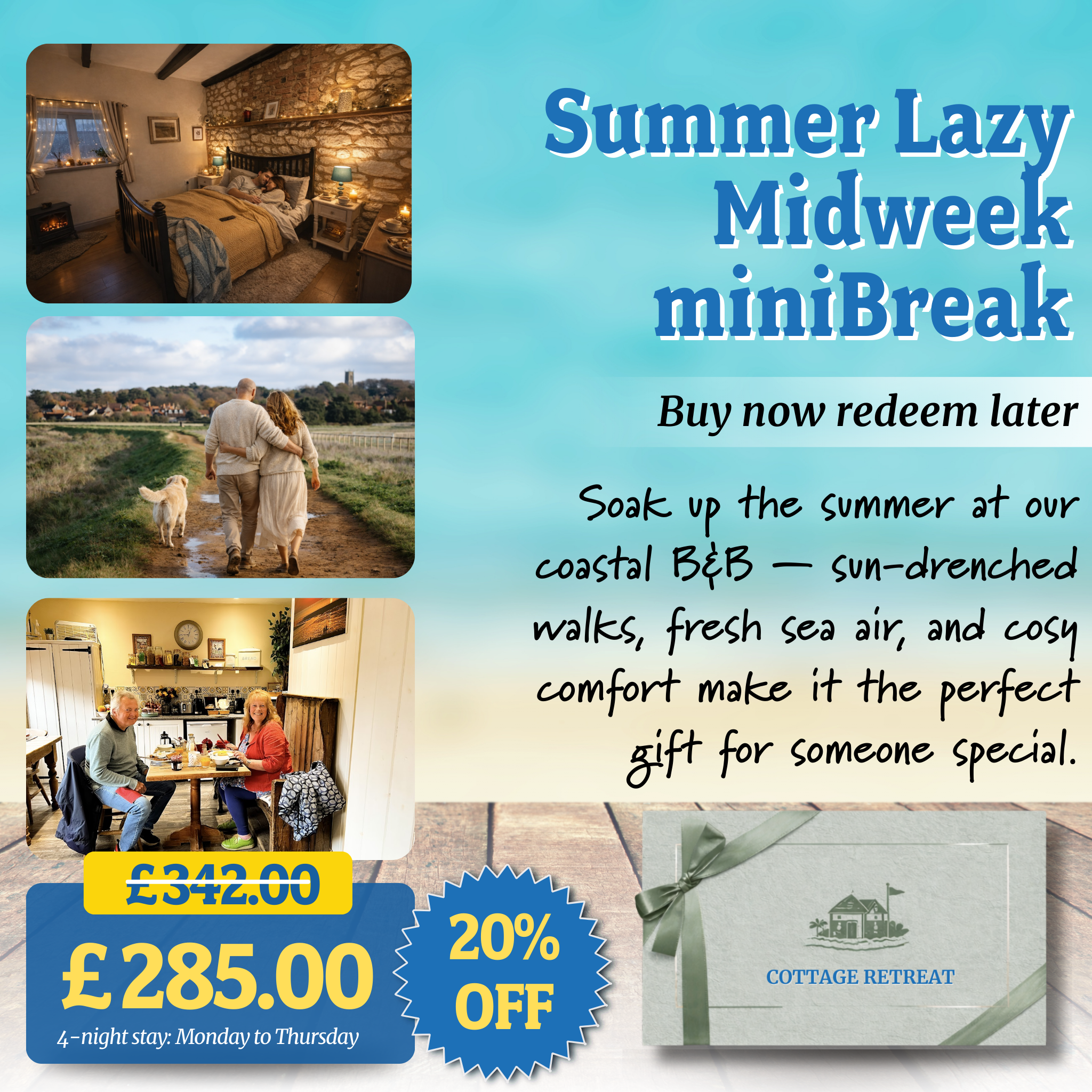 Norfolk B&B Gift Voucher – Romantic Coastal Escape