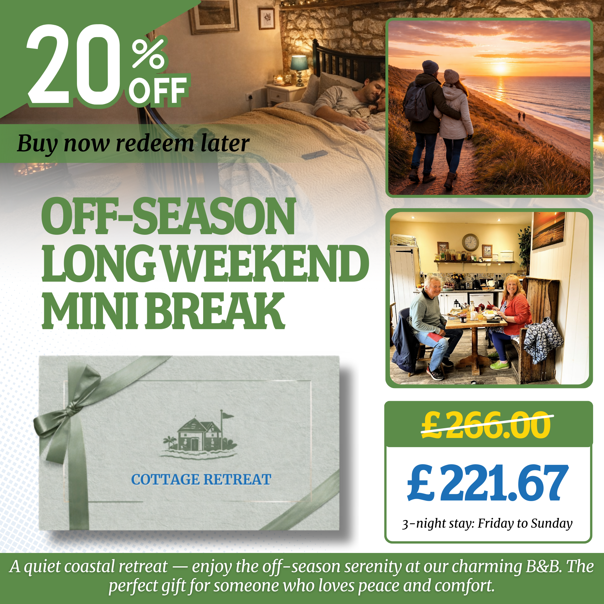 Norfolk B&B Gift Voucher – Romantic Coastal Escape