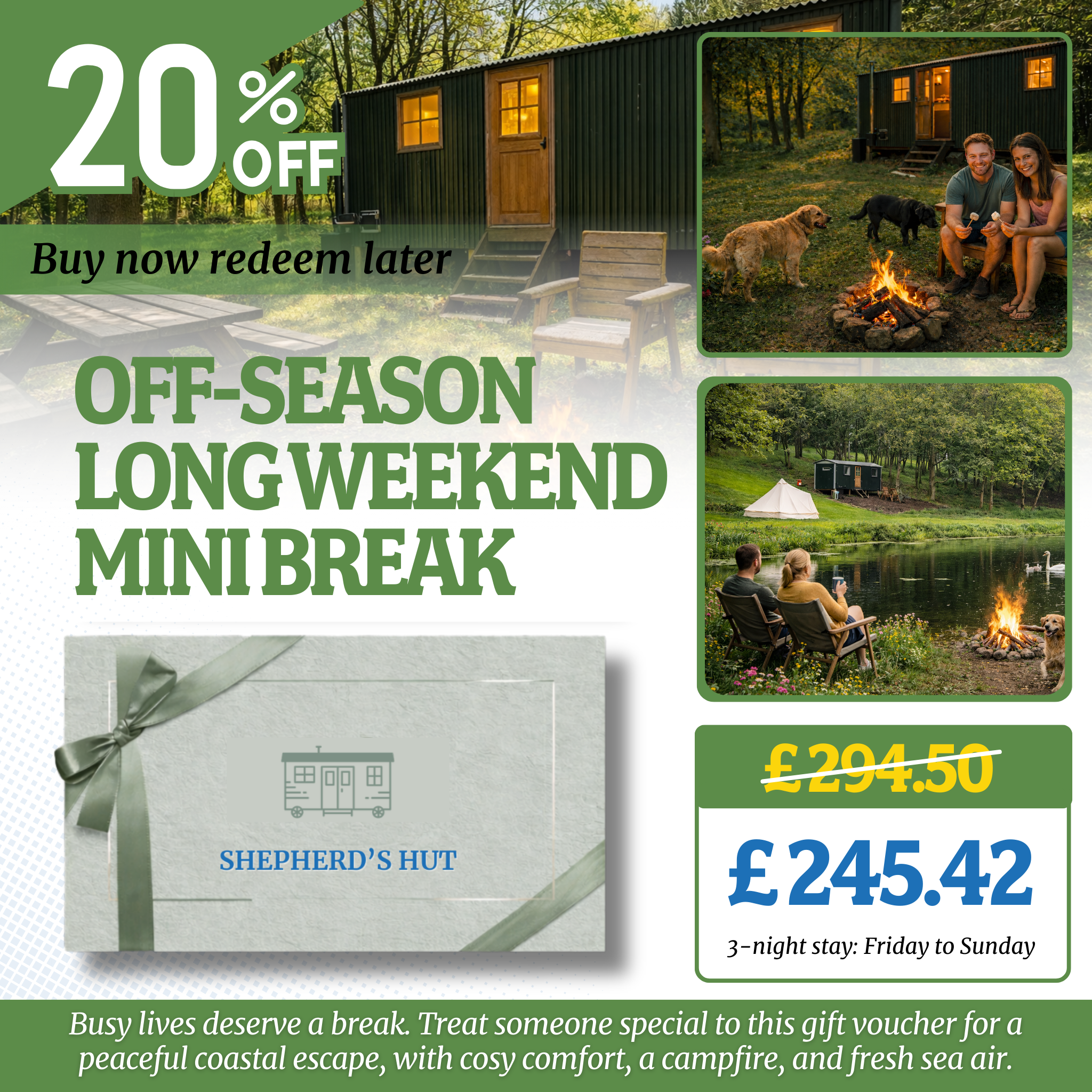 North Norfolk Shepherd's Hut Glamping Gift Voucher