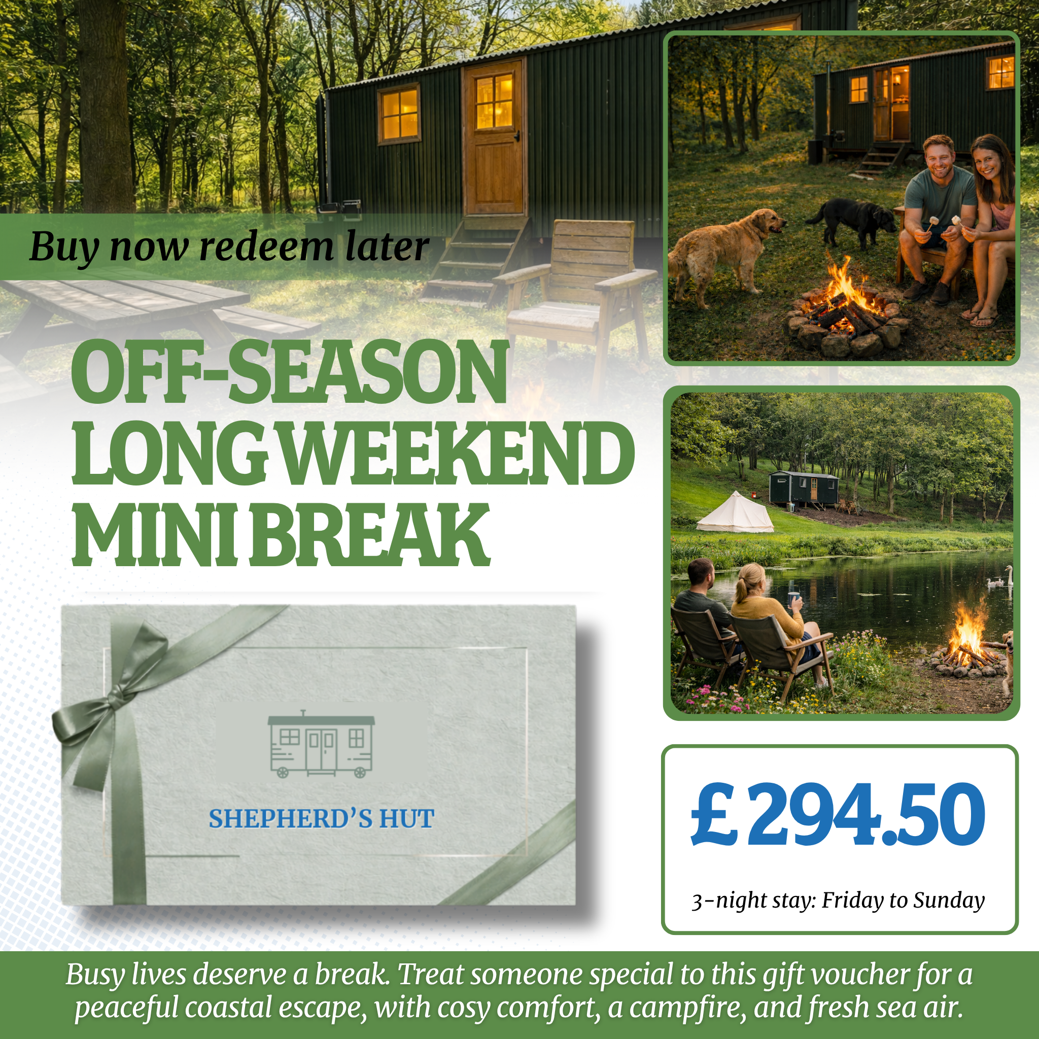 North Norfolk Shepherd's Hut Glamping Gift Voucher