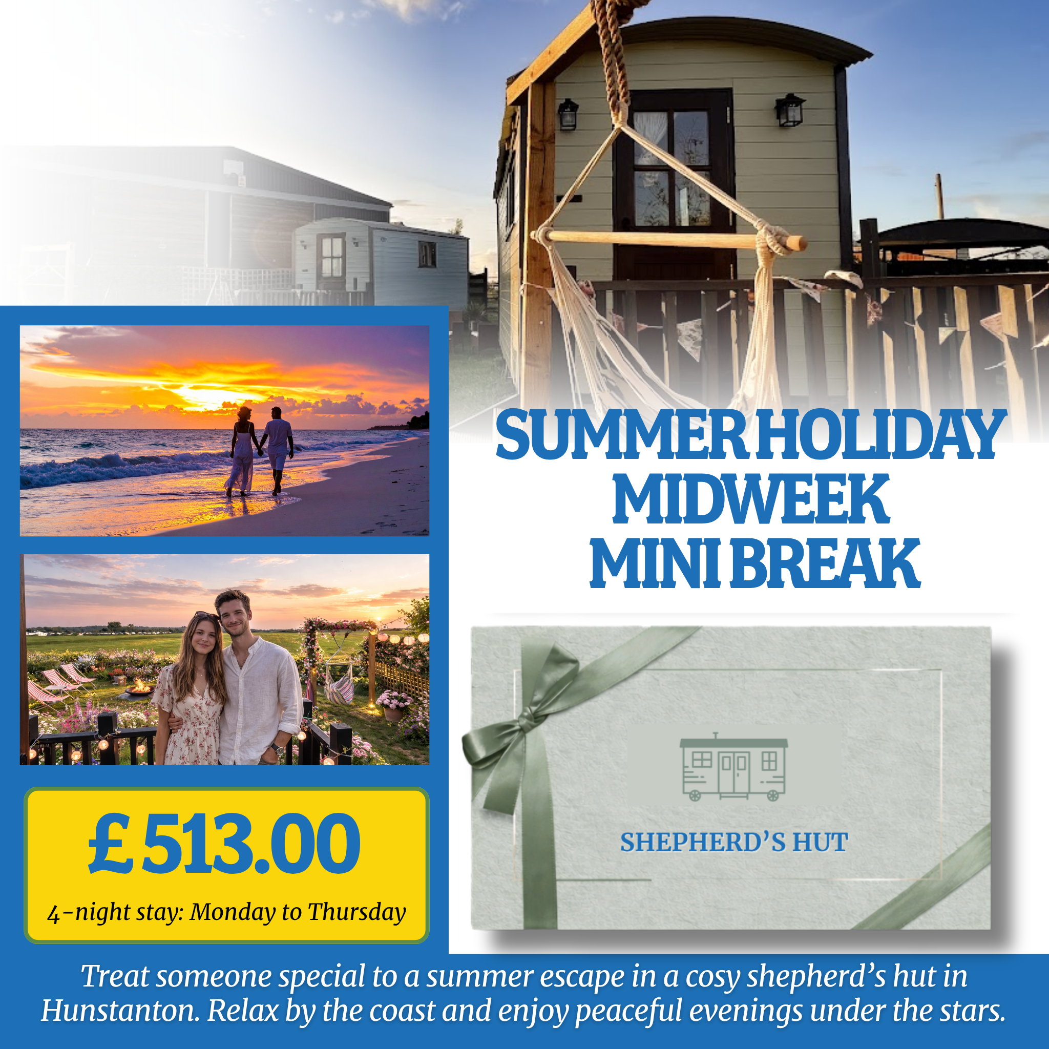 Hunstanton Shepherd's Hut Glamping Gift Voucher