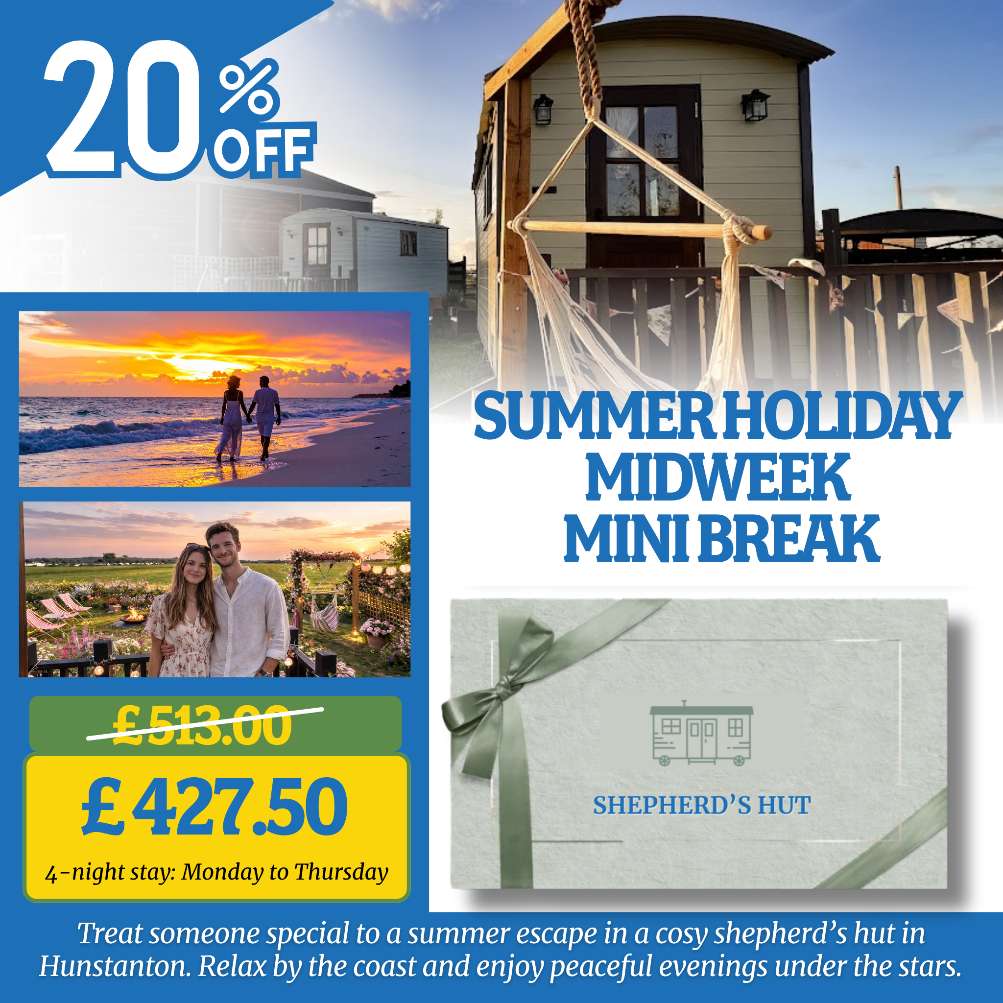 Hunstanton Shepherd's Hut Glamping Gift Voucher