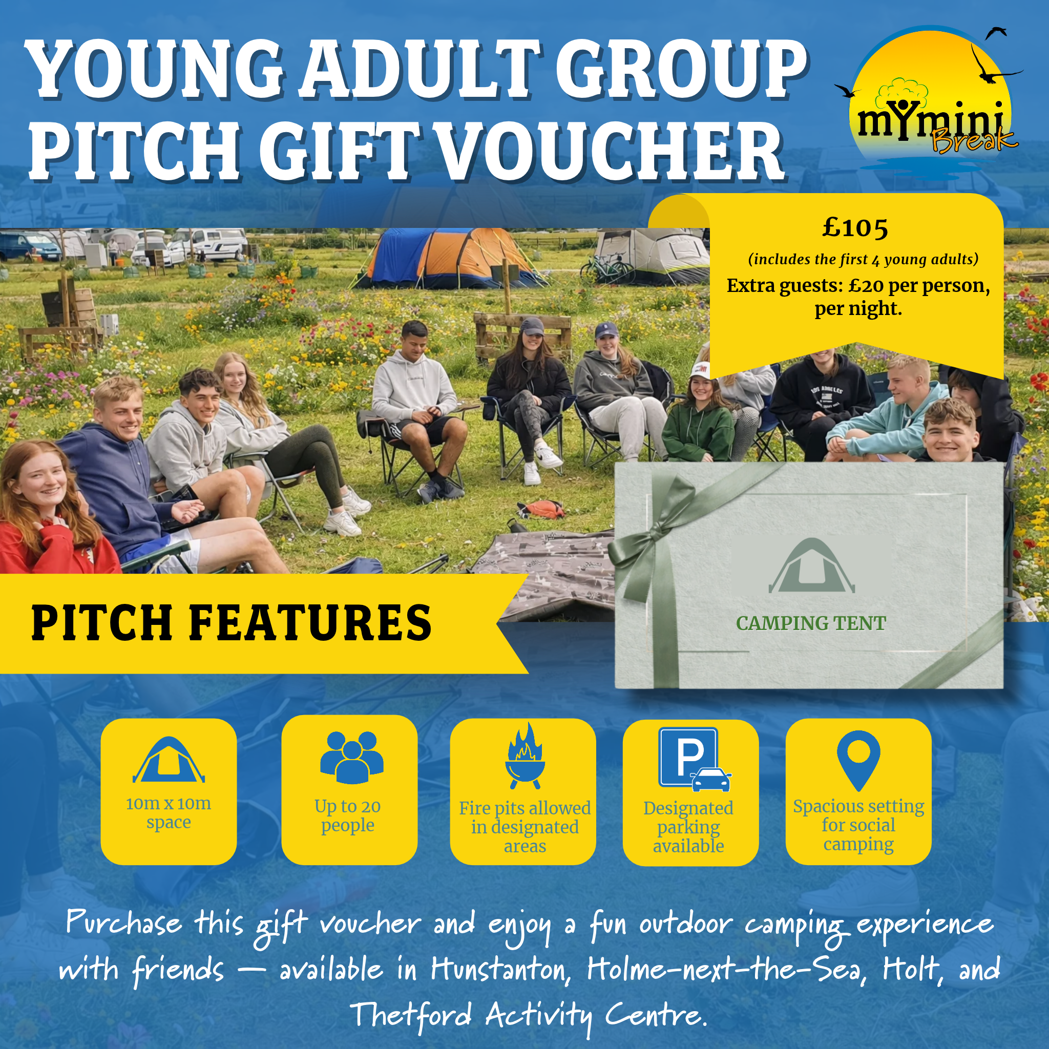 Young Adult Group Camping Pitch Norfolk